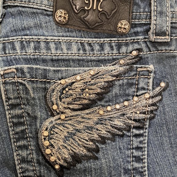 *Angel Wings* on Pockets!!! Miss Me Bootcut Jeans Size 28 Style JP5163B - Picture 5 of 6